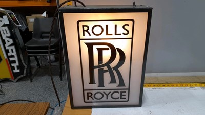 Lot 362 - ROLLS ROYCE DOUBLE SIDED LIGHT UP REPRODUCTION SIGN 17"X13"