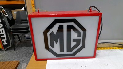 Lot 496 - MG LIGHT UP SIGN 17"X13"