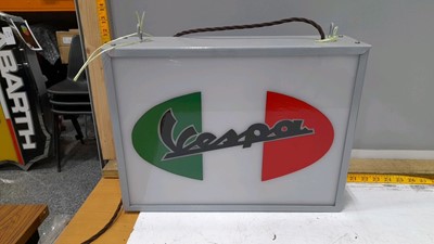 Lot 504 - VESPA ITALY LIGHT UP SIGN 17"X13"