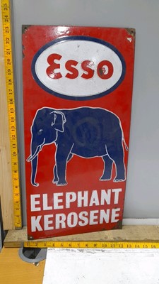 Lot 77 - ESSO ELEPHANT KEROSENE ENAMEL SIGN 24" X 12"