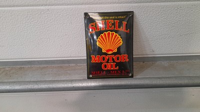 Lot 538 - SHELL MOTOR OIL ENAMEL SIGN 5" X 3"  ( REPRO )