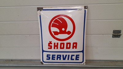 Lot 506 - SKODA SERVICE ENAMEL SIGN 20" X 16"