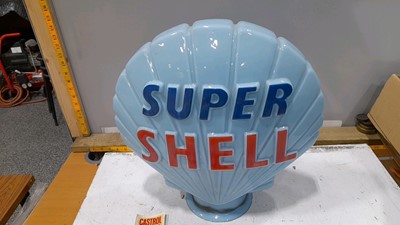Lot 117 - SUPER SHELL BLUE PETROL PUMP GLASS GLOBE