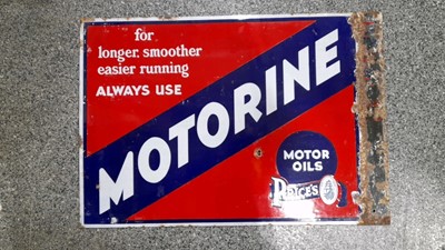 Lot 556 - MOTORINE MOTOR OIL ENAMEL SIGN  DOUBLE SIDED 26" X 18"