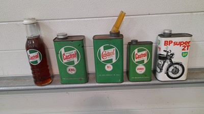 Lot 598 - CASTROL OIL BOTTLE AND SELECTION OF CASTROL TINS