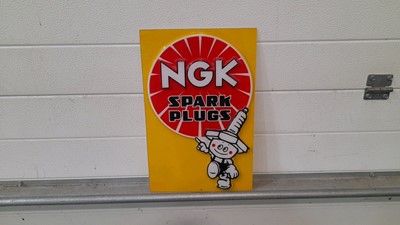 Lot 594 - NGK SPARK PLUG PLASTIC SIGN 16" X 11"