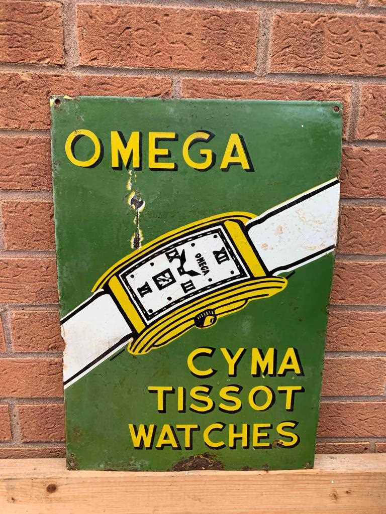 Lot 73 - OMEGA WATCHES ENAMEL SIGN  20" X 14"
