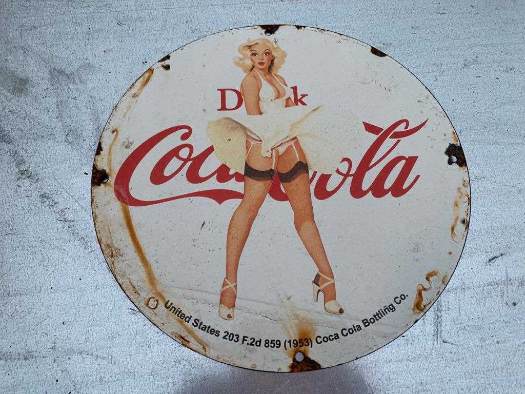 Lot 175 - DRINK COCA COLA ENAMEL SIGN  12" DIA