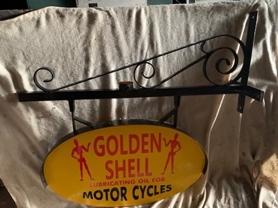 Lot 316 - GOLDEN SHELL , DOUBLE SIDED HANGING SIGN  34" X 20"