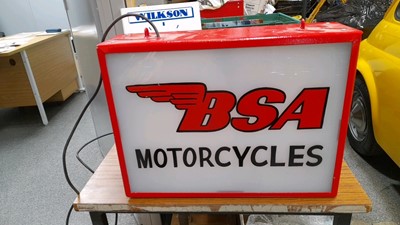 Lot 524 - BSA MOTORCYCLES, DOUBLE ISDED LIGHT-UP SIGN 17" X 13"