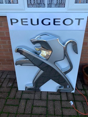 Lot 492 - PEUGEOT SHOWROOM LIGHT-UP SIGN  44" X 36"