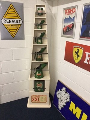 Lot 266 - CASTROL JUGS DISPLAY IN CUSTOM MADE CABINET