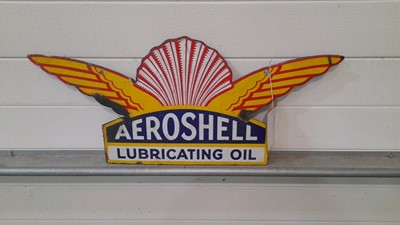 Lot 51 - AEROSHELL LUBRICATING OIL ENAMEL SIGN 28" X 12"