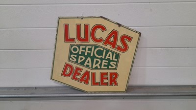 Lot 62 - LUCAS OFFICIAL SPARES DEALER SIGN DOUBLE SIDED 18" X 18"