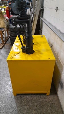 Lot 38 - NATIONAL BENZOLE 3 PUMP OIL TANK ( RESTORED  PAINTED YELLOW )