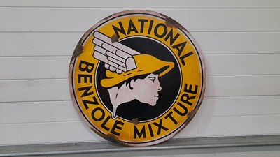 Lot 440 - NATIONAL BENZOLE ROUND SIGN 29" DIA