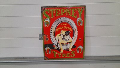 Lot 448 - STEPNEY TYRES ENAMEL SIGN 24" X 19"