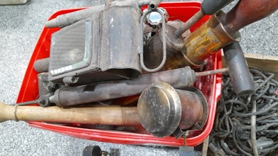 Lot 604 - OLD FIRE EXTINGUISHERS AND ASSORTED BOX