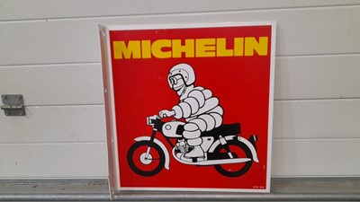 Lot 471 - RED MICHELIN M/CYCLE DOUBLE-SIDED HANGING SIGN 18" X 18"