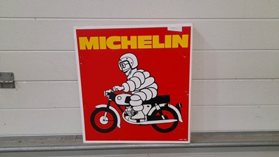 Lot 471 - RED MICHELIN M/CYCLE DOUBLE-SIDED HANGING SIGN 18" X 18"