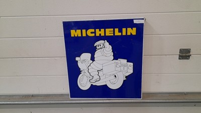 Lot 476 - BLUE MICHELIN M/CYCLE DOUBLE-SIDED HANGING SIGN  18" X 18"