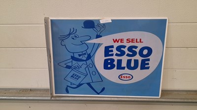 Lot 480 - REPRO ESSO BLUE DOUBLE SIDED HANGING SIGN 23" X 16"