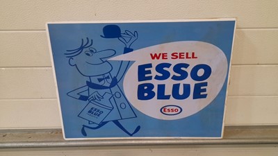 Lot 480 - REPRO ESSO BLUE DOUBLE SIDED HANGING SIGN 23" X 16"