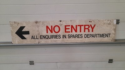 Lot 497 - NO ENTRY PARTS DEPT WOODEN SIGN 55" X 12"