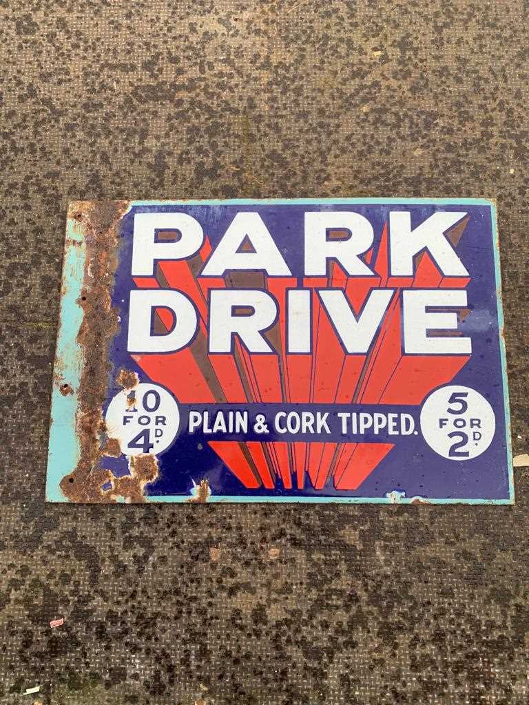 Lot 74 - PARK DRIVE DOUBLE SIDED ENAMEL SIGN  17" x 12"