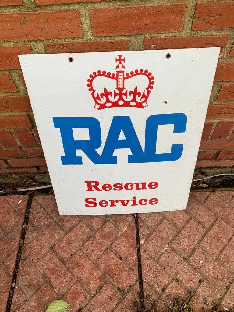 Lot 206 - RAC RESCUE SERVICE DOUBLE SIDED ENAMEL SIGN