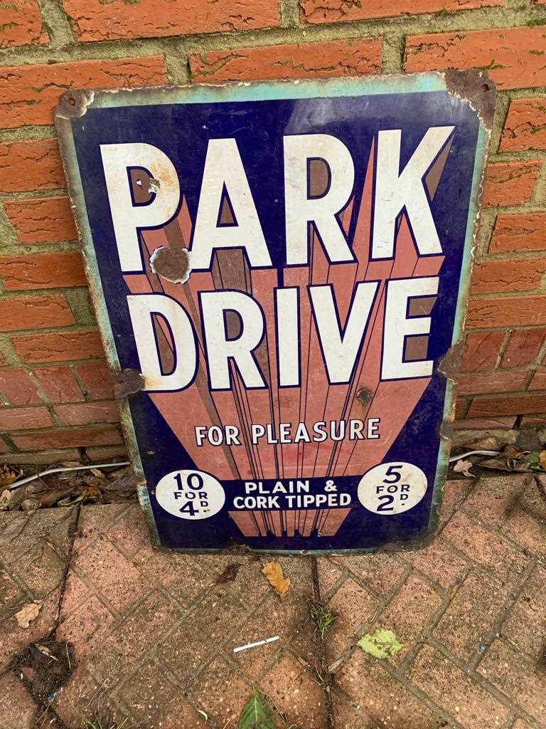 Lot 299 - PARK DRIVE ENAMEL SIGN  30" x 20"