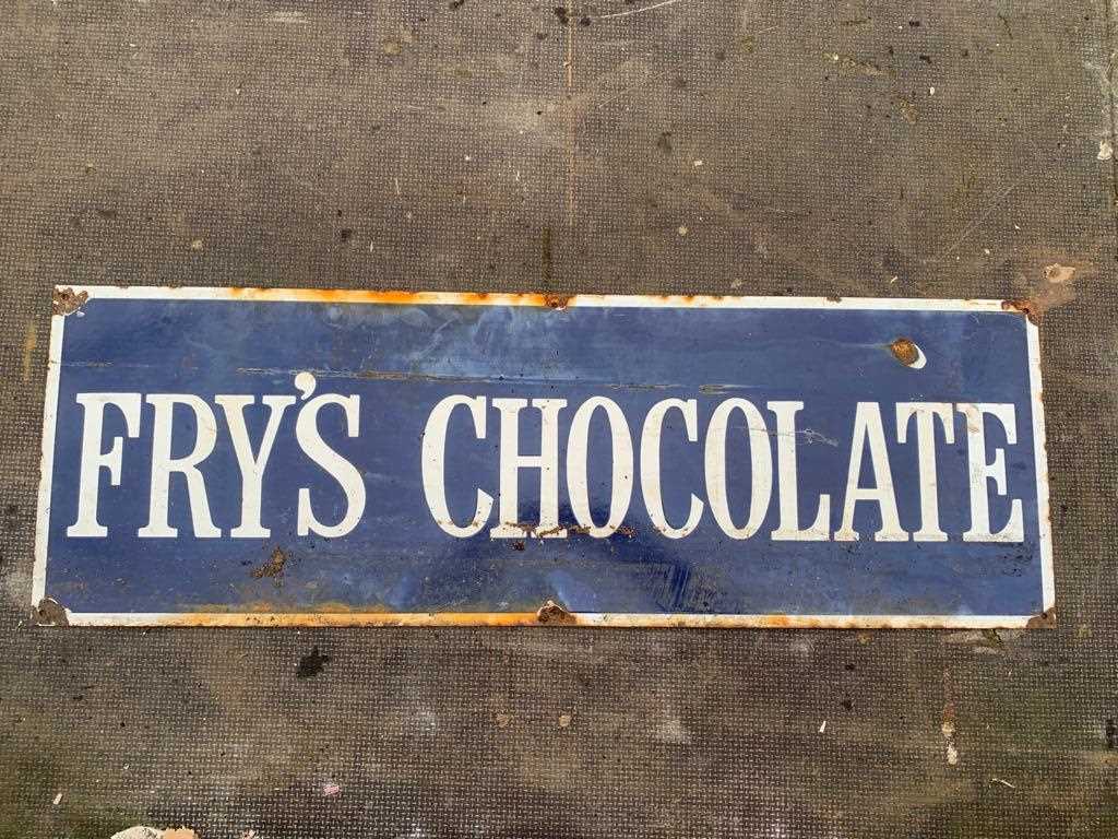 Lot 318 - FRY'S CHOCOLATE ENAMEL SIGN  36" x 12"