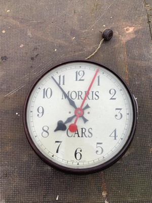 Lot 312 - MORRIS CARS ELECTRIC CLOCK  10"