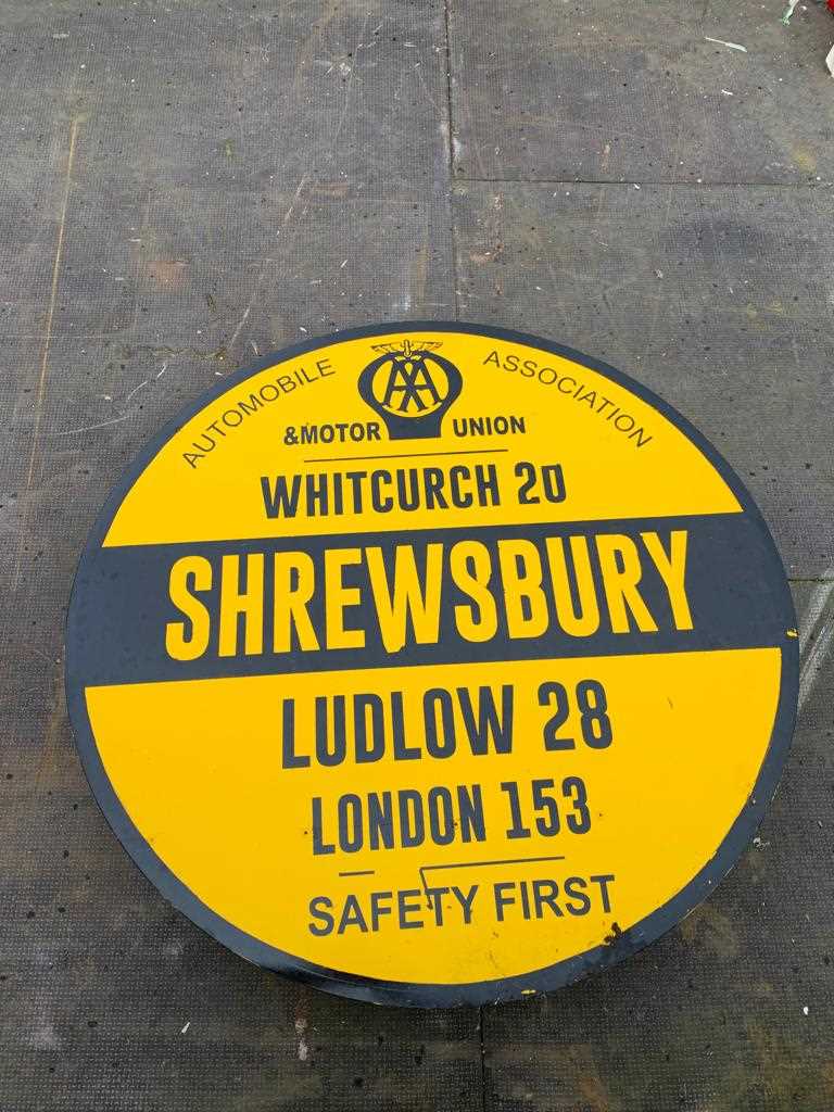 Lot 368 - AA ROUND SHREWSBURY SIGN  30" DIA