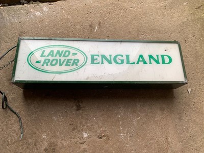 Lot 456 - LAND ROVER ENGLAND LIGHT-UP SIGN  24" X 7"