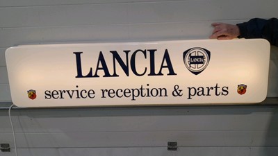 Lot 82 - LANCIA SERVICE AND RECEPTION LIGHT-UP SIGN 61" X 15" X 5"