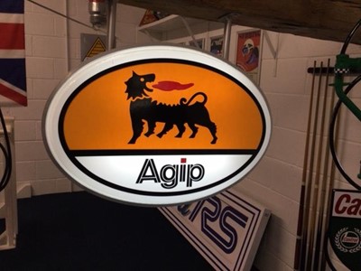 Lot 190 - DOUBLE SIDED ILLUMINATED AGIP SIGN