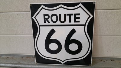 Lot 455 - ROUTE 66 ENAMEL REPRO SIGN 12" X 11"