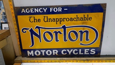 Lot 150 - NORTON MOTOR CYCLES ENAMEL SIGN  24" X 15"