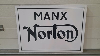 Lot 67 - HAND PAINTED MANX NORTON  SIGN ON CANVAS  27" X 19"