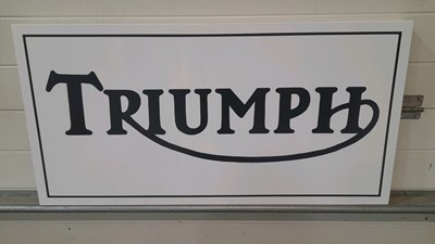 Lot 73 - HAND PAINTED TRIUMPH SIGN ON CANVAS 38" X 19"