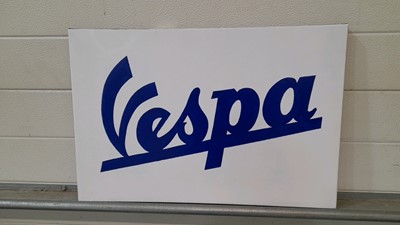 Lot 78 - HAND PAINTED VESPA SIGN ON CANVAS 24" X 16"