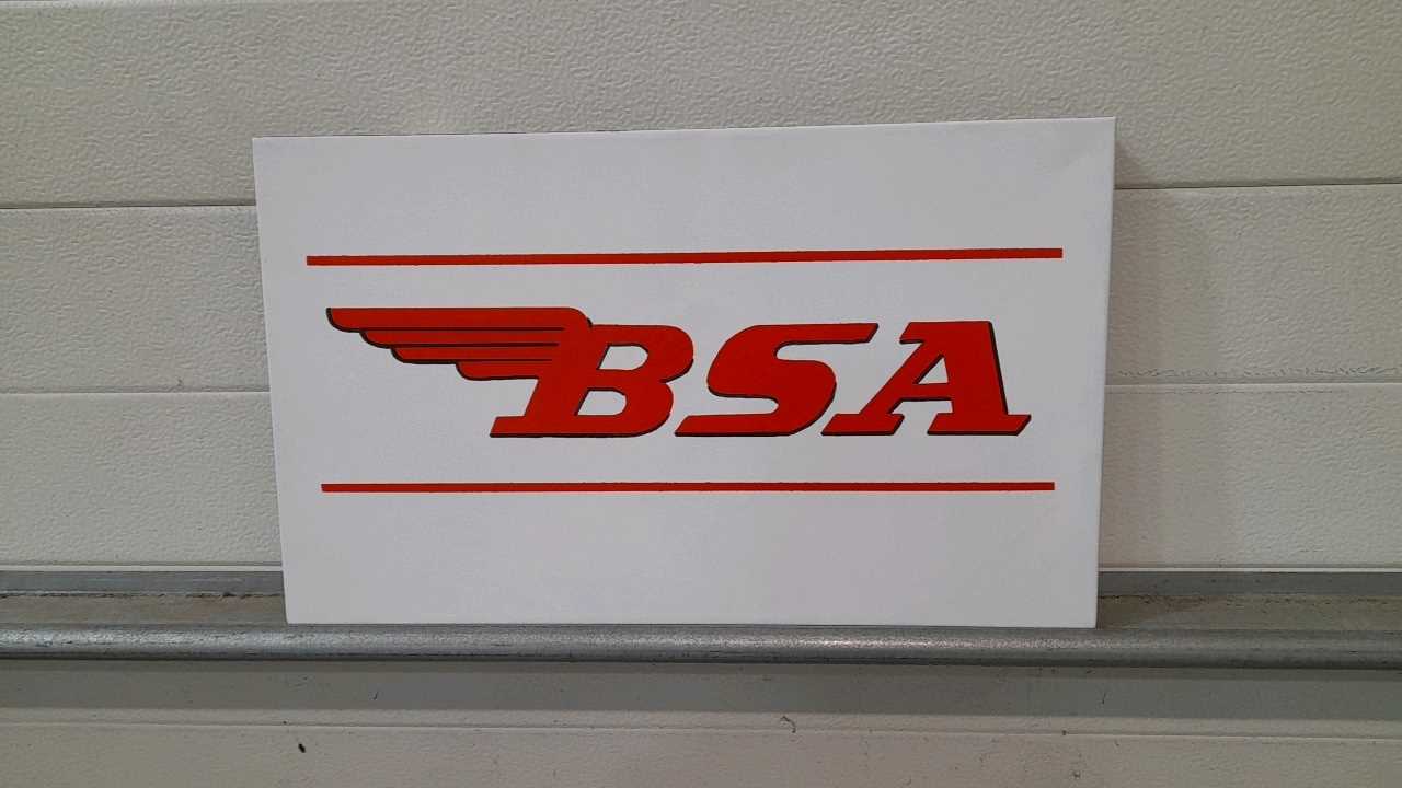 Lot 97 - HAND PAINTED BSA SIGN ON CANVAS 20" X 12"