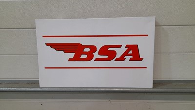 Lot 97 - HAND PAINTED BSA SIGN ON CANVAS 20" X 12"