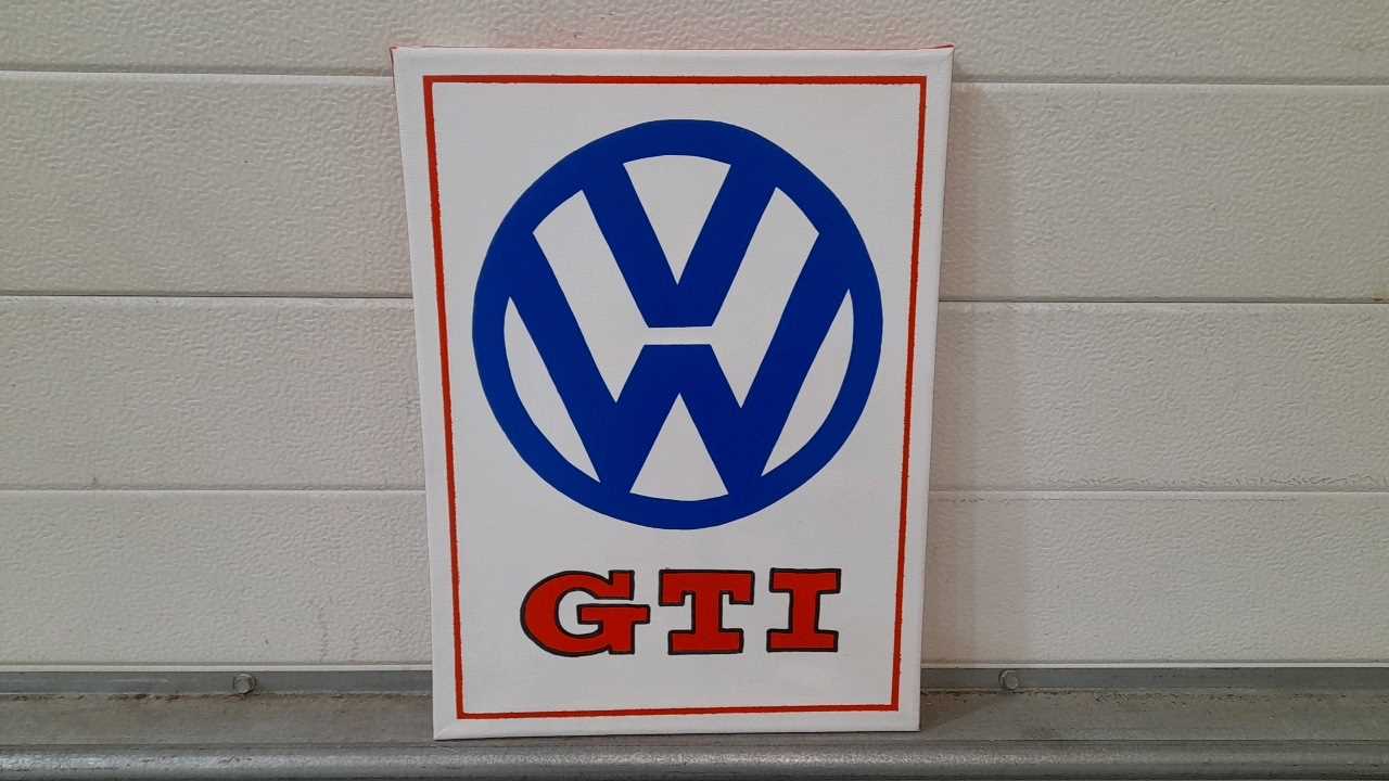 Lot 306 - HAND PAINTED VW GTI SIGN ON CANVAS