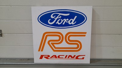 Lot 346 - HAND PAINTED FORD RS RACING SIGN ON CANVAS 20" X 20"