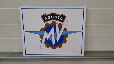 Lot 360 - HAND PAINTED MV AGUSTA SIGN ON CANVAS  19" X 16"