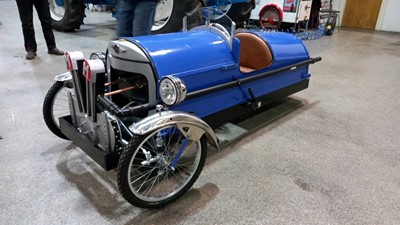 Lot 23 - WOODEN HAND BUILT MORGAN PEDAL CAR, WITH WORKING LIGHTS