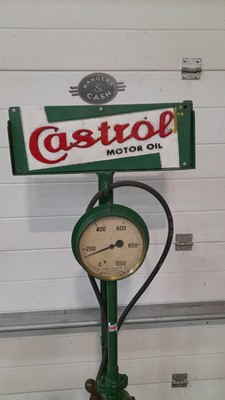 Lot 102 - CASTROL MOTOR OIL PUMP  & 2 PETROL CANS