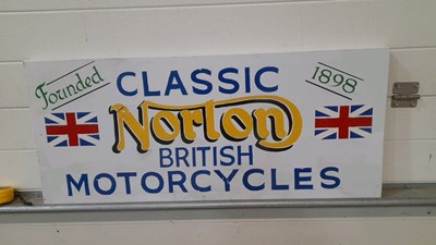 Lot 287 - NORTON MOTORCYCLES HAND PAINTED ON METAL 36" X 15"